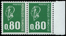 ** VARIETES - 1891   Béquet, 0,80 Vert Typo, SANS PHOSPHO, Bdf Tenant à Normal, TB. J - Unused Stamps