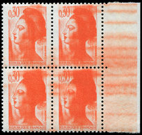 ** VARIETES - 2182   Liberté, 0,30 Orange, Impression MACULEE, BLOC De 4 Bdf, TB - Unused Stamps