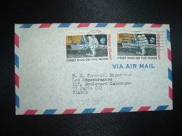 LETTRE TP USA FIST MAN ON THE MOON 10c X2 OBL.MEC.  1 NOV? 1970 GREENWICH - North  America