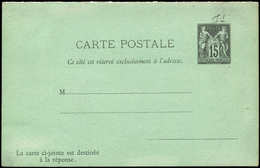 Let ENTIERS POSTAUX - Sage, 15c. Noir, CPRP N°I1, TB - Otros & Sin Clasificación