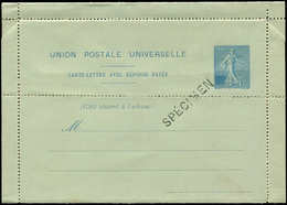 Let ENTIERS POSTAUX - Semeuse Lignée, Bleu Sans Valeur, Projet De CLRP N°F1, Surch. SPECIMEN, Présenté Au Congrès UPU De - Otros & Sin Clasificación