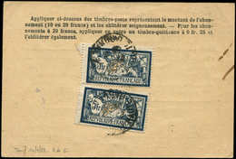 Let LETTRES DU XXe SIECLE - N°123 (2) Obl. Toulouse 27/2/26 S. Carte D'Abonnement à La Poste Restante, Tarif Des Voyageu - Cartas & Documentos
