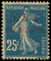 * CASTELLORIZO 31 : 25c. Bleu, Variété F Cassé, TB - Other & Unclassified