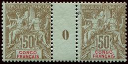 ** CONGO 45 : 50c. Bistre, PAIRE Mill.0, TB - Other & Unclassified
