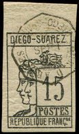 DIEGO SUAREZ 8 : 15c. Gris-noir Litho, Bdf, Obl., TB/TTB - Other & Unclassified