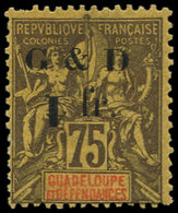 * GUADELOUPE 49f : 1f. Sur 75c. Violet Sur Jaune, Chiffre 1 RENVERSE Case 32, TB - Other & Unclassified