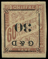 * GUADELOUPE Taxe 13b : 30 Sur 60c. Brun S. Chamois, Surch. A RENVERSEE, TB - Other & Unclassified