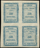 ** GUYANE Timbres Fiscaux Postaux : Timbre De Dimension, 50c. Bleu, BLOC De 4, R Et TB - Other & Unclassified