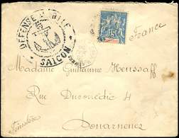 Let INDOCHINE 8 : 15c. Bleu Obl. Càd Octog. CORR. D.ARMEES/SAIGON 25/5/98 S. Env., Grand Cachet DEFENSE MOBILE/SAIGON, T - Other & Unclassified