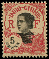 * INDOCHINE 104a : 5c. Rose, DOUBLE Impression Noire, TB - Other & Unclassified