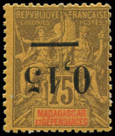 * MADAGASCAR 54a : 0,15 Sur 75c. Violet Sur Jaune, Surcharge RENVERSEE, TB. C - Otros & Sin Clasificación