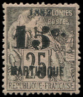 * MARTINIQUE 30b : 15c. S. 25c. Noir S. Rose, 1882 Au Lieu De 1892, TB - Other & Unclassified