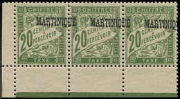 ** MARTINIQUE Taxe 3 : 20c. Olive, BANDE De 3 Cdf Avec Surch. A CHEVAL, TTB - Otros & Sin Clasificación