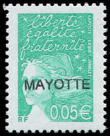 ** MAYOTTE 114a : 0,02 Vert-émeraude, Grande Surcharge, TB. J - Other & Unclassified