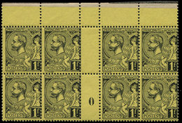 ** MONACO 20 : 1f. Noir Sur Jaune, Albert Ier, BLOC De 8 Mill.0, Bdf, TB - Used Stamps