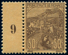 * MONACO 31 : 50c. + 50c. Brun Sur Orange, Bandelette Mill.9, TB - Used Stamps