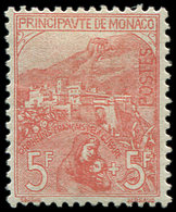 * MONACO 33 : 5f. + 5f. Rose Sur Verdâtre, Forte Ch, Sinon TB - Used Stamps