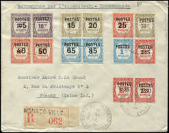 Let MONACO 140/53 : Série Surchargée, Obl. Càd MONACO VILLE 7/2/1938 S. Env. Rec. Pour Fécamp, TB - Used Stamps