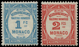 * MONACO Taxe 27/28 : 1f. Et 2f. Recouvrements, TB - Postage Due