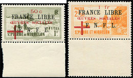 ** SAINT PIERRE ET MIQUELON 310/11 : Oeuvres Sociales FRANCE LIBRE, Bdf, TB - Unused Stamps