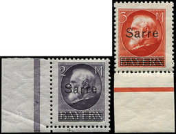 ** SARRE 28/29 : 2m. Violet Et 3m. Rouge, Bdf, TB - Unused Stamps