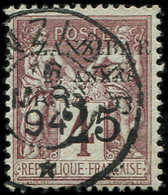 ZANZIBAR 14 : 2 1/2a. Et 25 Sur 4c. Lilas-brun Sur Gris, Oblitéré, TB - Used Stamps