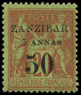 * ZANZIBAR 15 : 3a. Et 50 Sur 20c. Brique Sur Vert, Brunissures, Sinon TB. Br - Usados