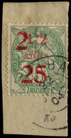 ZANZIBAR 63 : 2 Et 25 Sur 1/2a. Sur 5c. Vert, Obl. S. Fragt, TB - Used Stamps