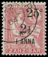 ZANZIBAR 64 : 25c. Et 2 1/2 Sur 1a. Sur 10c. Rose, Obl., TB - Used Stamps