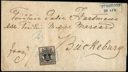 Let ALLEMAGNE (ANCIENS ETATS) HANOVRE 11 : 1/30t. Noir Et Rose, Obl. Cachet Bleu WUNSTORF/20 APR S. LSC De 1858, TB - Hannover