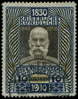 AUTRICHE 135 : 10k. Bleu, Bistre Et Brun, Obl., Type De 1908 Avec Mill. 1830/1910, TB. S - Other & Unclassified