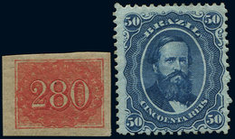 * BRESIL 21A Et 25B : 200r. Rouge Non Dentelé Et 50r. Bleu, Papier Azuré, TB - Other & Unclassified