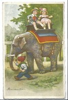 CPA éléphant ELEPHANT écrite Dessin De Colombo Illustrateur Italien Italie - Elefanti