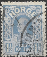 NORWAY 1910 King Haakon VII - 1 1/2 K - Blue FU - Ongebruikt