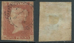 1841 GREAT BRITAIN USED PENNY RED 1d SG 11 (MD) DEFECTIVE SMALL TEAR - Used Stamps