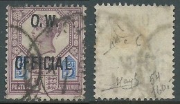 1886-1902 GREAT BRITAIN USED OFFICIAL STAMPS O34 5d DULL PURPLE AND BLUE - Officials