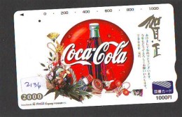 Carte Prépayée  Japon  * COCA COLA  (2136)  JAPAN Phonecard *  PREPAID CARD - Publicité