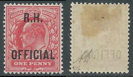 1902 GREAT BRITAIN OFFICIAL STAMPS O92 1d SCARLET MH * - Officials