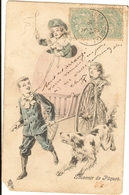 Cp Precurseur- Illustrateur - Souvenir De Pâques - Enfants ( Att Un Coin Coupé)   38 - Other & Unclassified