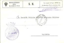 MINISTERIO DEL EJERCITO 1975 - Franquicia Militar