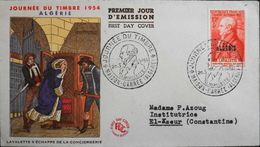 Enveloppe 1er Jour ALGERIE - JOURNEE Du TIMBRE 1954  Affr. N° 308 Y & T - Maison Carrée Daté Le 20.3.1954 - TBE - FDC