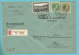 165+208+211 Op Brief Aangetekend VALEURS A RECOUVRER / POSTAUFTRAG Met Stempel LUXEMBOURG - Lettres & Documents