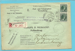 224 Op Brief "Admin. Postes /Telegraphes" Aangetekend VALEURS A RECOUVRER / POSTAUFTRAG - LUXEMBOURG-GARE - Storia Postale