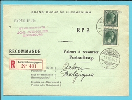 224 Op Brief "Admin. Postes /Telegraphes" Aangetekend VALEURS A RECOUVRER / POSTAUFTRAG - LUXEMBOURG-GARE - Storia Postale