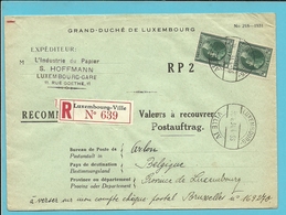 224 Op Brief "Admin. Postes /Telegraphes" Aangetekend VALEURS A RECOUVRER / POSTAUFTRAG - LUXEMBOURG-VILLE - Cartas & Documentos