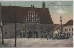 Jütebog - Markt, Rathaus, Kriegerdenkmal, Belebt - Jueterbog