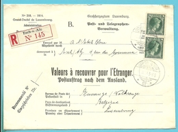 224 Op Brief "Admin. Postes /Telegraphes" Aangetekend VALEURS A RECOUVRER / POSTAUFTRAG - ESCH-S.-ALZETTE - Storia Postale