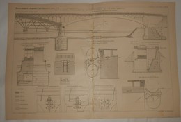 Plan D'un Pont à Arches Surbaissées En Béton Aggloméré. Par M. Ed. Coignet, Ingénieur Civil.1890 - Travaux Publics