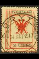 KORCE (KORITZA) LOCAL ISSUE 1917 2c Red-brown & Green "CTM" FOR "CTS" Variety (Michel 12 I, SG 76a), Used With Nice "Kor - Albanië