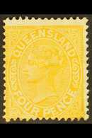 QUEENSLAND 1890 4d Yellow "PENGE" FOR "PENCE" Variety, SG 193a, Mint, Fresh. For More Images, Please Visit Http://www.sa - Other & Unclassified